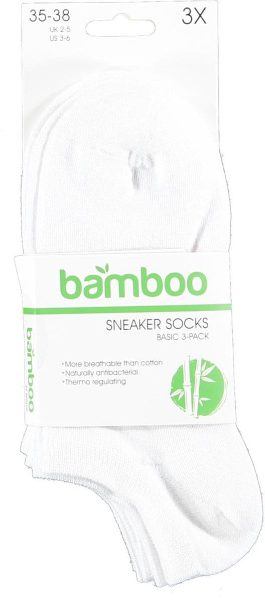 Sneakersokken Bamboe Wit 3-paar Heren / Dames