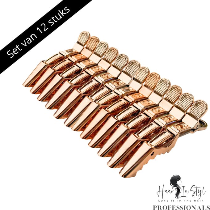 Haar in Stijl® 12 Krokodillen Haarklem Rosé Goud - Crocodile Alligator