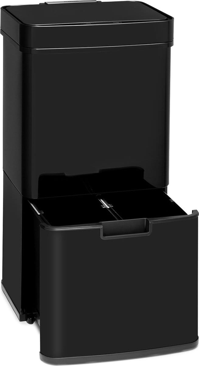 Touchless Black Stainless Steel afvalbak sensor 72L zwart