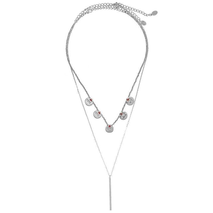 Joboly Layer Coin Muntjes Bar Ketting - Dames - Zilverkleurig - 40 cm