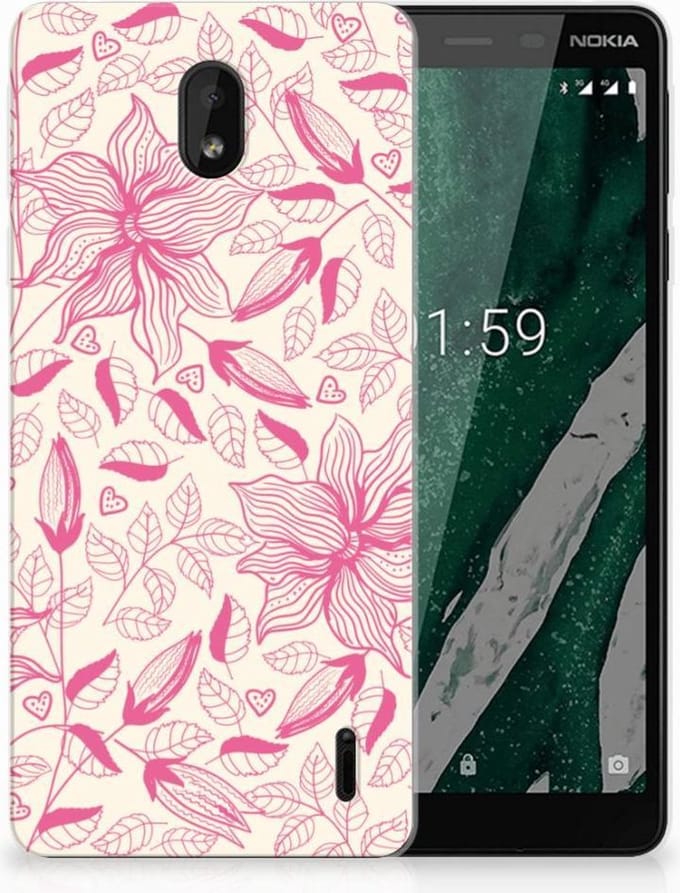 Nokia 1 Plus TPU Case Pink Flowers