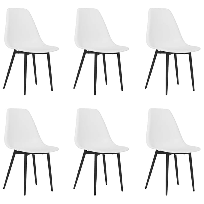 vidaXL - Eetkamerstoelen - 6 - st - PP - wit