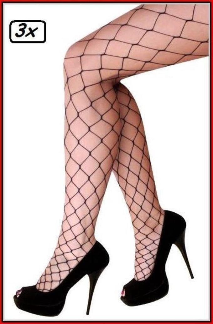 Netpanty zwart grote mazen one size