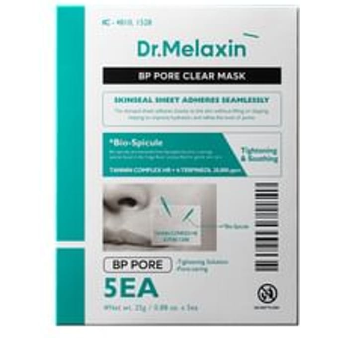 Dr.Melaxin, Pore Clear Beauty Mask Pack, 5 Sheets, 25G(0.88Oz) Each white