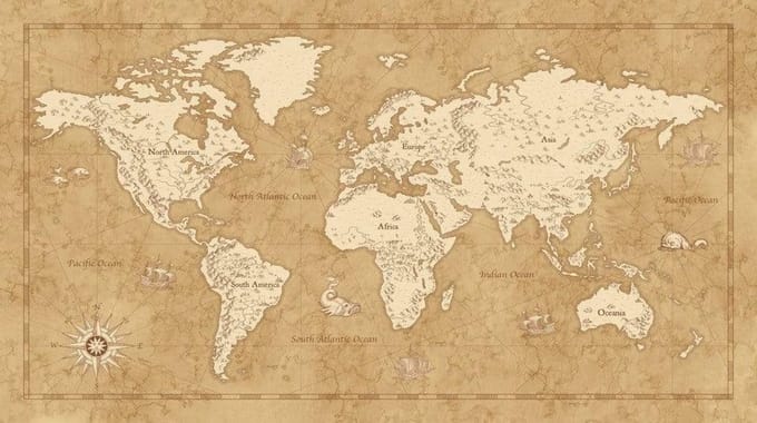 Fotobehang - Vintage World Map 500x280cm - Vliesbehang