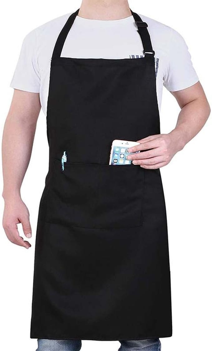 Schort, unisex, waterdicht, geschikt voor barbecues, restaurants, cafés, enz. Zwart.