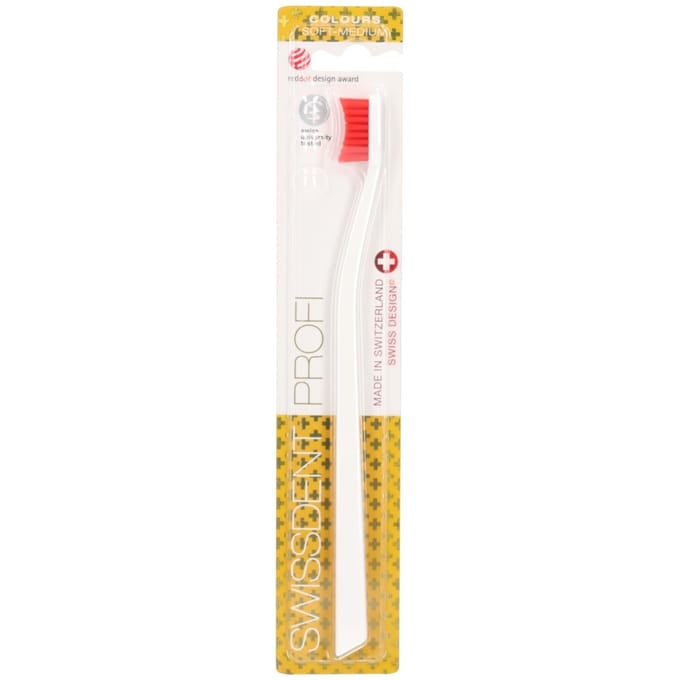 Swissdent - Colours Soft Medium Toothbrush White & Red -