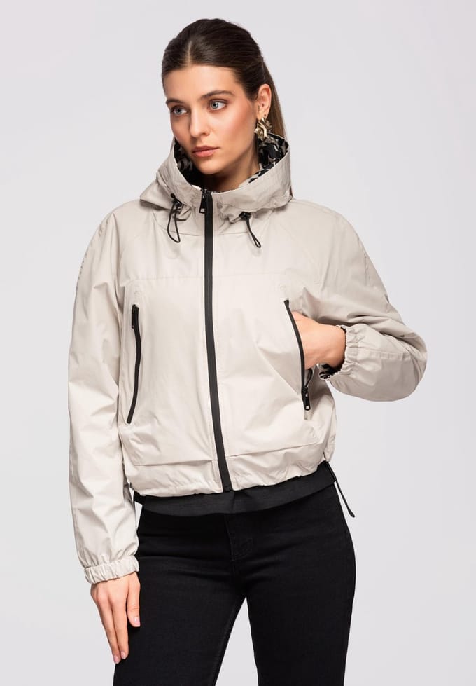 OMBRE Jas - Lange Mouw - Rits - Dierenprint Beige XL