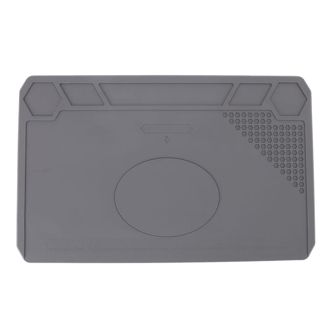 Hitte-isolerende siliconen reparatiemat met schaalliniaal 81 schroefposities antislip hitte-isolatie gray
