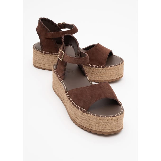 Serez Leren Platform Espadrilles Sandaal (Dames)