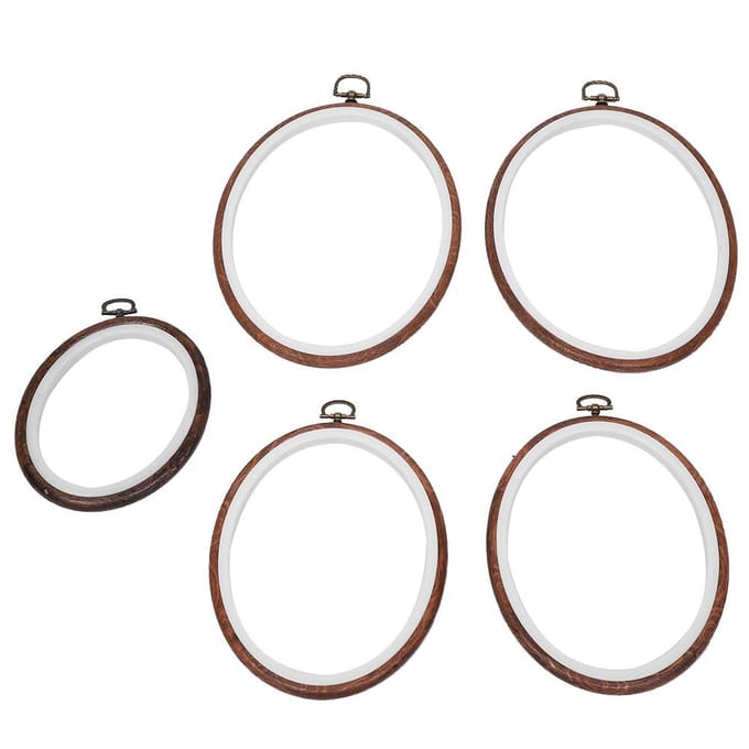 5 stuks Borduurringen Cirkel Kruissteek Ring Ovaal Frame Retro DIY Accessoire Gereedschap white