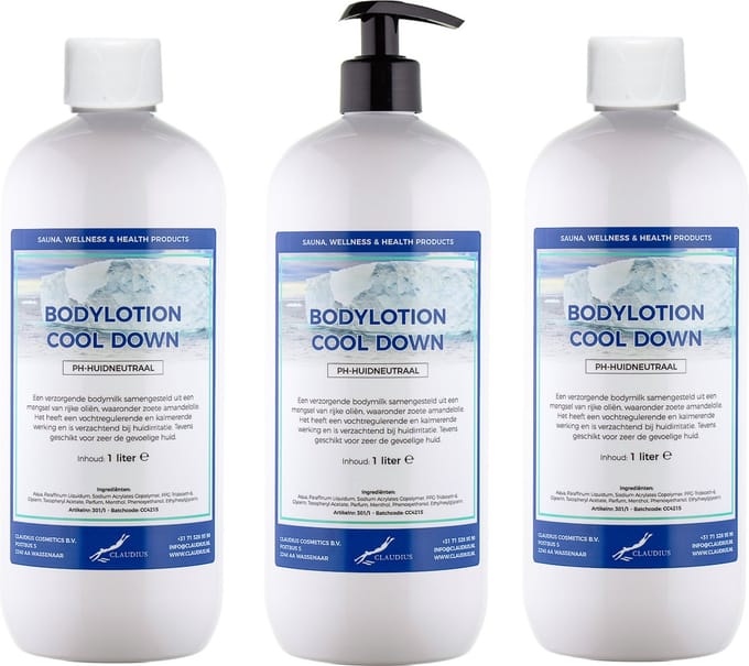 Bodylotion Cool Down 1 Liter - met gratis pomp - set van 3 stuks