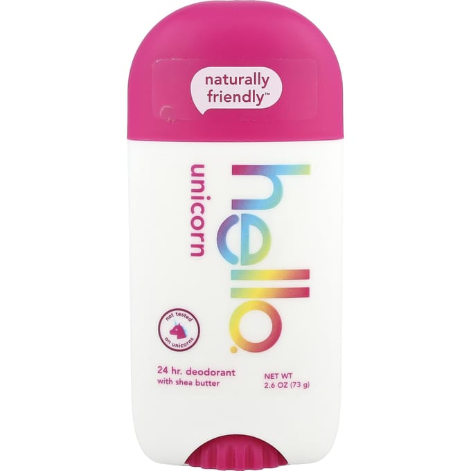 Hallo, 24-uurs deodorant met sheaboter, Unicorn, 73 g (2,6 oz) pink