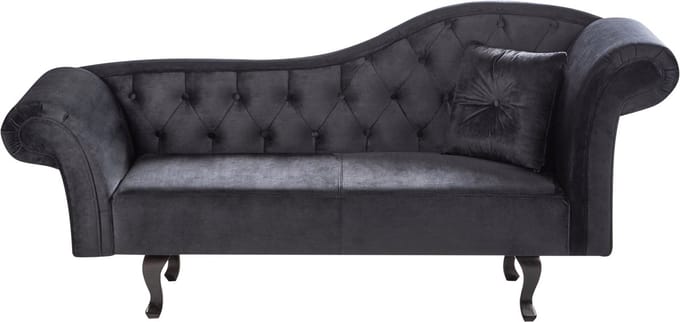 BELIANI LATTES II - Chaise longue - Zwart - Rechterzijde - Fluweel