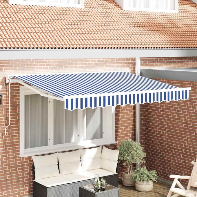 vidaXL Zijde Frame Blauw en Wit 250 x 200 cm Polyester met PU-coating