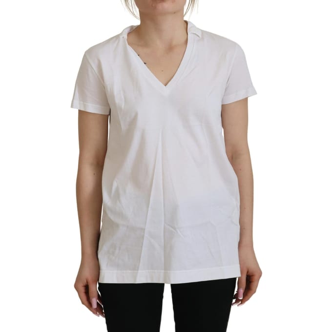 Dolce & Gabbana Witte Ketting Versierde Halslijn T-shirt Dames Top