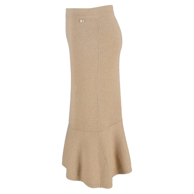 Chanel Uitlopende Midi Rok in Gouden Kasjmier