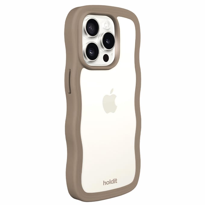 Holdit Wavy Case voor de Apple iPhone 14 Pro Max - Mocha Brown / Transparent