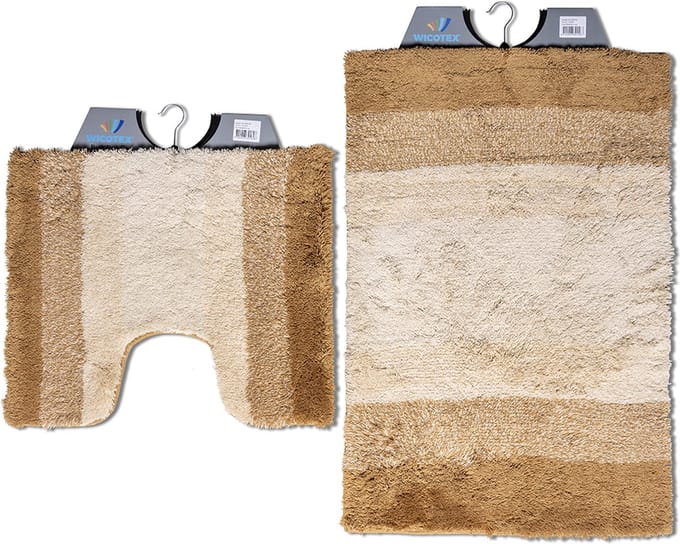 Wicotex - Badmat set met Toiletmat - WC mat met uitsparing regenboog Beige - Antislip onderkant