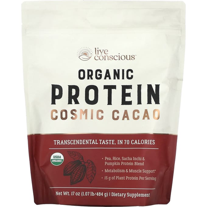 Live Conscious, Protéine Bio, Cacao Cosmique, 1,07 lb (484 g)