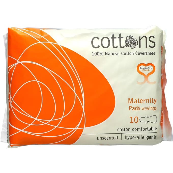 100% Coton, Serviettes Hygiéniques pour Maternité, Avec Ailes, Durable, Sans Parfum, Lot de 10 beige
