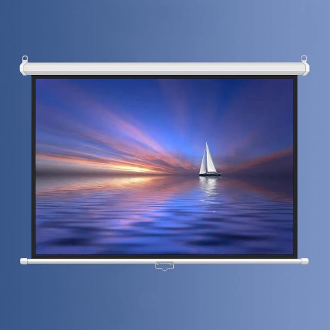 Projectiescherm - Beeldscherm oprolbaar - Thuisbioscoop presentatie - Automatisch vergrendelmechanisme - 72 inch 4:3 - Wit
