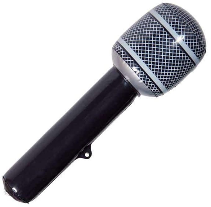 Folat - Opblaasbare Microfoon Zwart 31cm