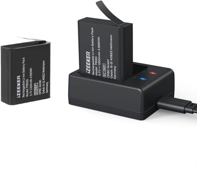 Actiecamera Kit met Oplaadset en 2 Batterijen