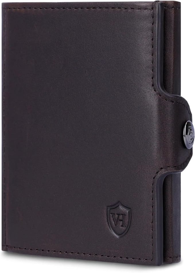 Kaarthouder - Portemonnee kaarten - Veilig opbergen - RFID bescherming - 2x9x12cm - Bruin