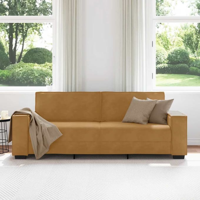 vidaXL - Driezitsbank - 220x78x84 - cm - fluweel - bruin