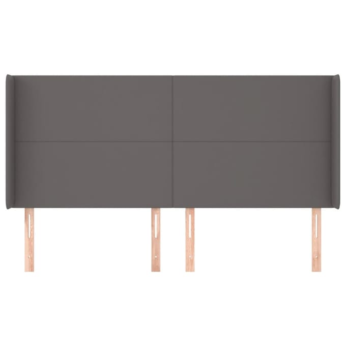 vidaXL - Hoofdbord - met - randen - 183x16x118/128 - cm - kunstleer - grijs