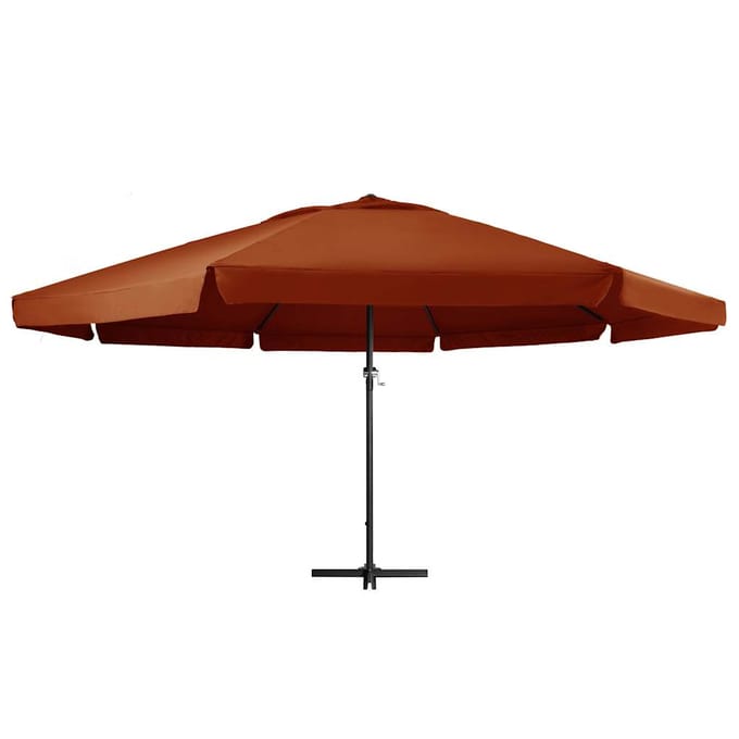 vidaXL - Parasol - met - aluminium - paal - 600 - cm - terracottakleurig