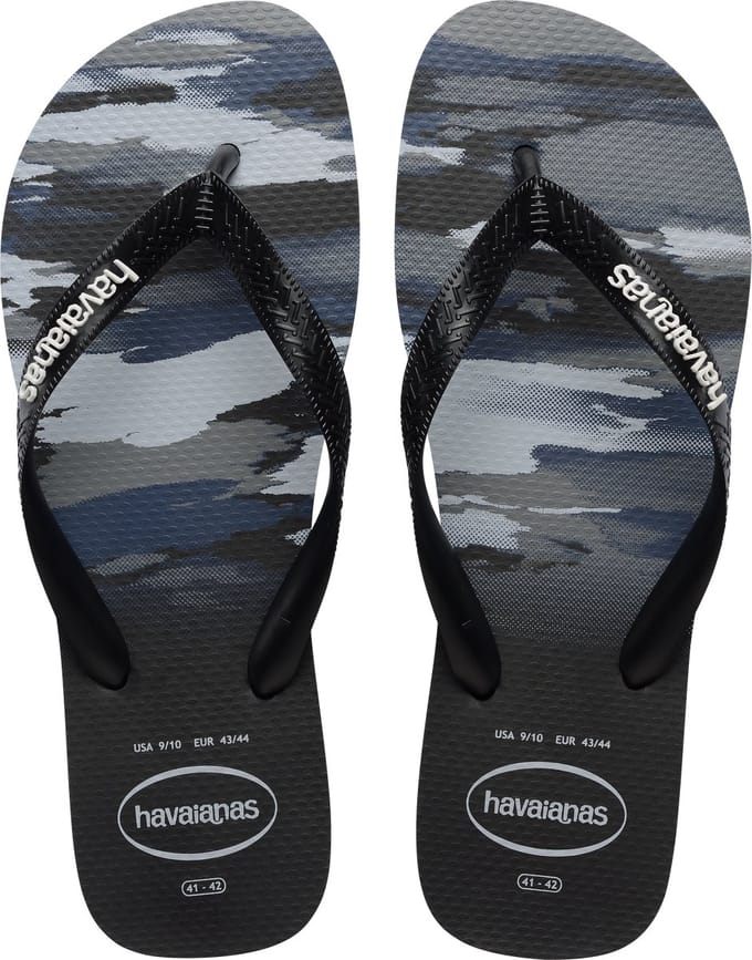 Havaianas HAV. TOP CAMU Zwart/Zwart/Wit Heren Slippers - Zwart/Zwart/Wit