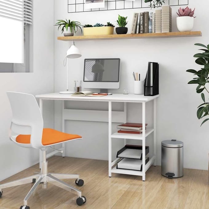 PC bureau - Werktafel - Thuiswerken Kantoor - Stabiel metalen frame - 105x50x72 cm - Wit