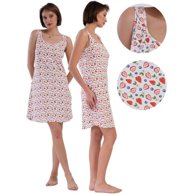 Chemise de nuit Vienetta M Coton Bretelles Ample Confortable Agréable gray