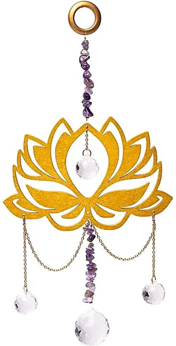 Suncatcher met lotus, amethist en kristallen