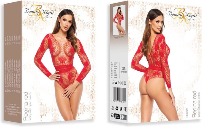 BN Regina Body van Netstof en kant Rood- S/L Onesize - Valentijn