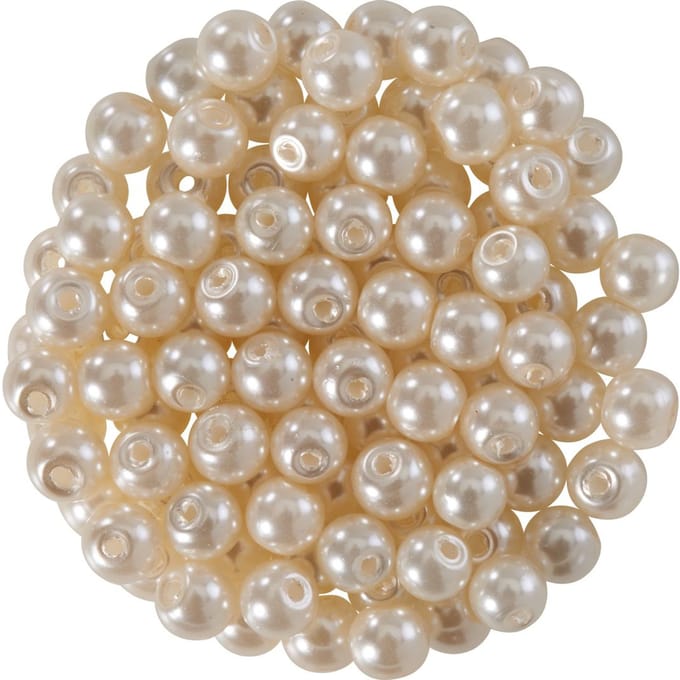 Glasparels, Ø 4 mm, 100 stuks - Parelwit