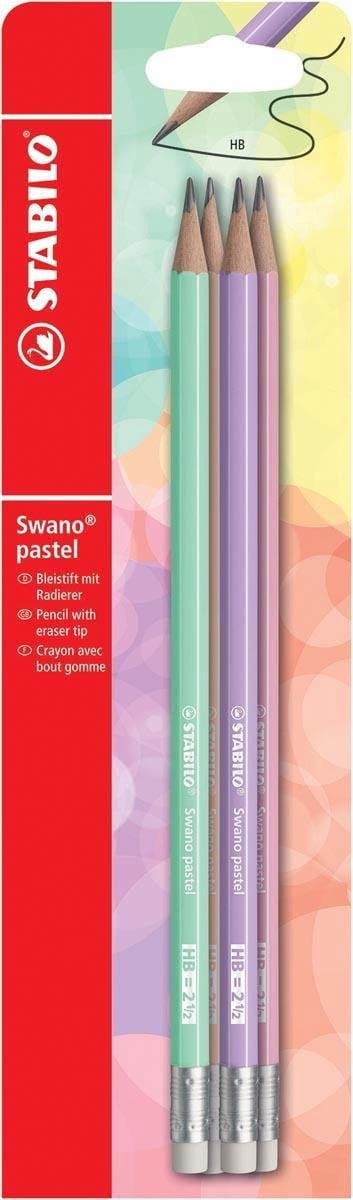 Stabilo Swano Pastel 4 HB potloden met gumtop Schrijfgerief Schrijfgerief