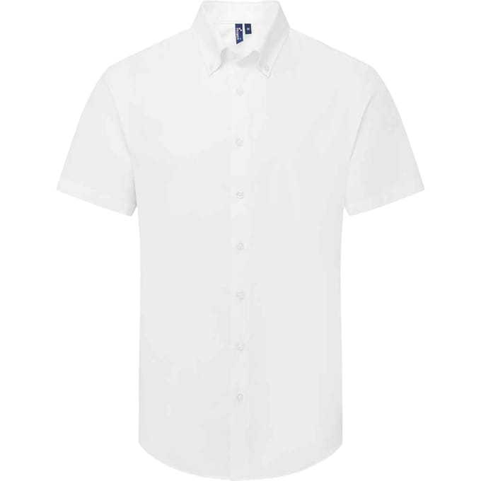 Premier Heren Supreme Oxford overhemd met korte mouwen (Wit)