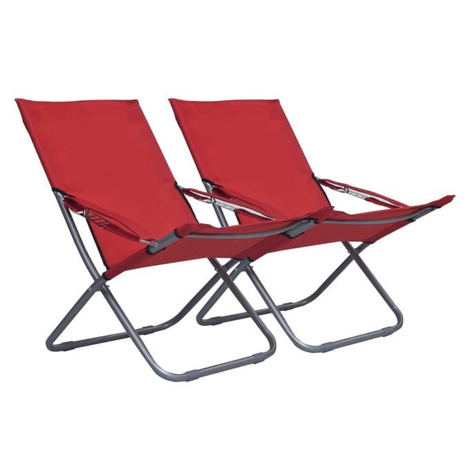 vidaXL - Opklapbare - stoelen, - 2 - stuks, - rode - stof