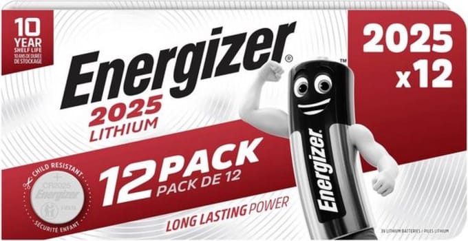 Energizer CR2025 – Lithium knoopcel batterijen – 12 stuks – 3V – 163 mAh