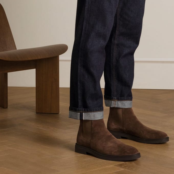 Manfield - Heren - Bruine suède chelsea boots - Maat 46