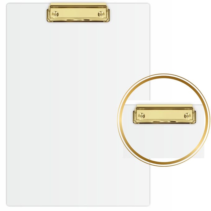 Schrijftablet A5 met Gouden Klem - Wit PVC, Elegant
