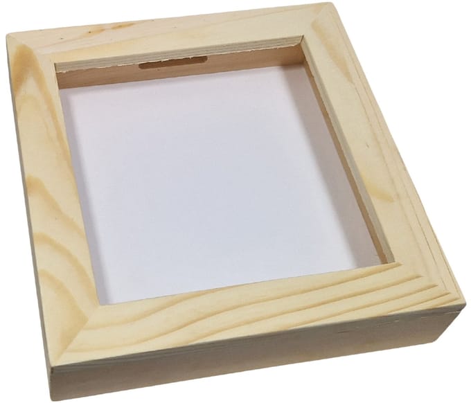 Hobbygroep spaarpot plexiglas houten geldbox naturel wit 17 cm.