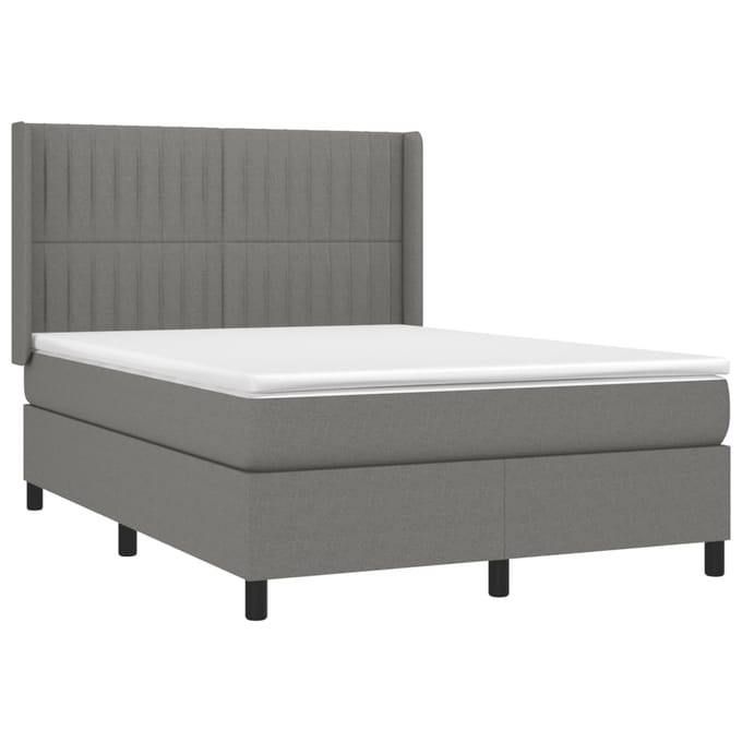 vidaXL - Boxspring - met - matras - stof - donkergrijs - 140x200 - cm