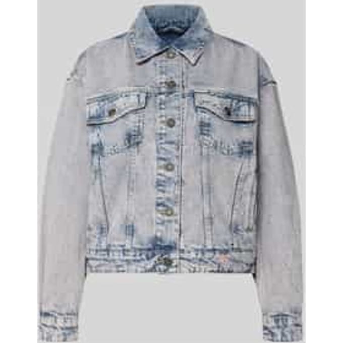 Oversized jeansjack met borstzakken en labelpatch