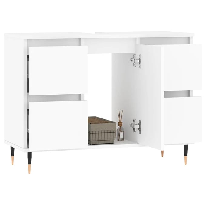 vidaXL - Badkamerkast - 80x33x60 - cm - bewerkt - hout - wit