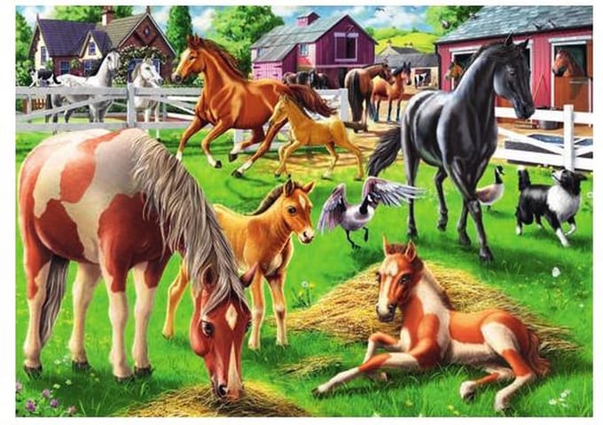 Ravensburger Puzzel 60 Stukjes: Gelukkige Paarden (4+ jaar)