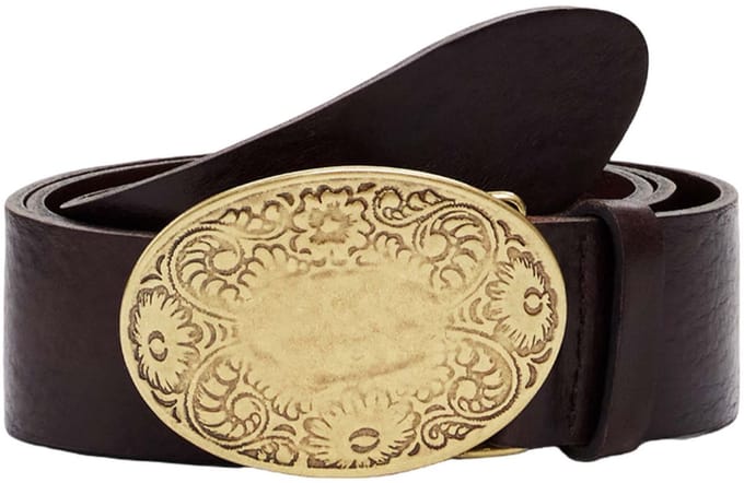 Desigual Leren riem Tabasco Leather Belt W90 Fresh Chocolat donkerbruin